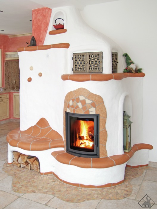 Soba cu forma organica acoperita cu placi ceramice unicat